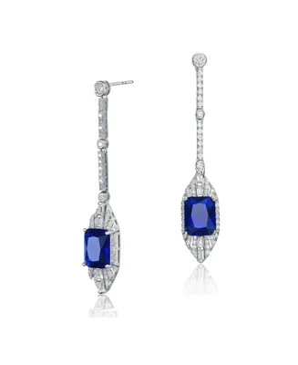 Genevive Dazzling Sterling Silver & White Gold-Plated Cubic Zirconia Drop Earrings