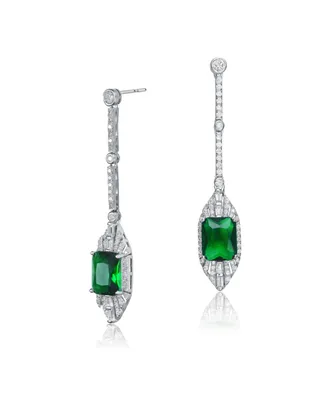 Genevive Dazzling Sterling Silver & White Gold-Plated Cubic Zirconia Drop Earrings