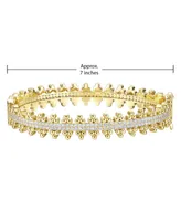 Rachel Glauber 14k Gold Plated Sterling Silver with Cubic Zirconia Beaded Cluster Link Tennis Bracelet