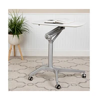 Emma+Oliver Mobile Sit-Down, Stand-Up Ergonomic Computer Desk - Standing Desk