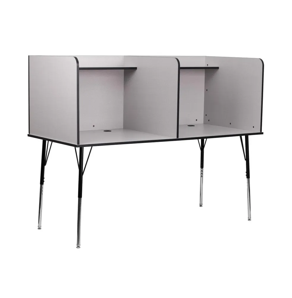 Emma+Oliver Stand-Alone Double Study Carrel With Height Adjustable Legs