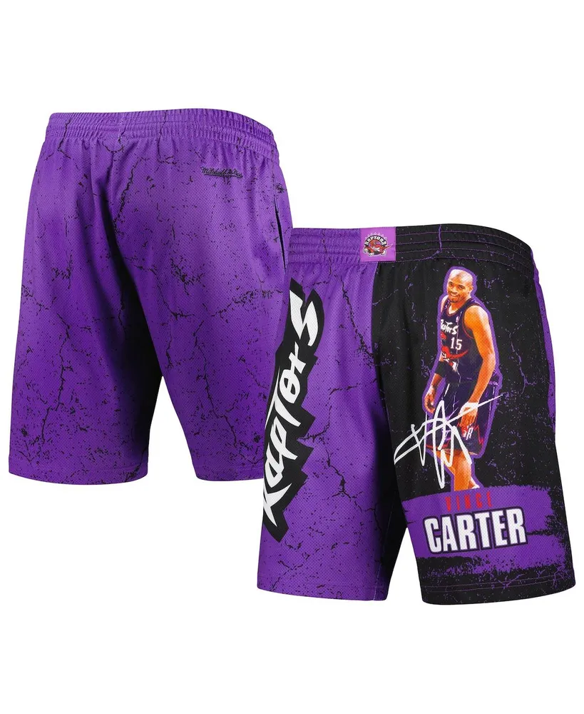 Men's Mitchell & Ness Vince Carter Purple Toronto Raptors Hardwood Classics Player Burst Shorts