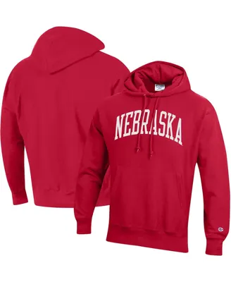 Men's Champion Scarlet Nebraska Huskers Team Arch Reverse Weave Pullover Hoodie