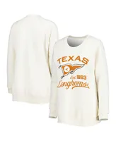 Women's Pressbox Cream Texas Longhorns Old Standard Pennant Knobi Raglan Pullover Sweatshirt