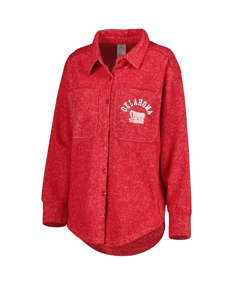 Women's Gameday Couture Crimson Oklahoma Sooners Switch It Up Tri-Blend Button-Up Shacket