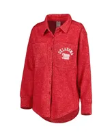 Women's Gameday Couture Crimson Oklahoma Sooners Switch It Up Tri-Blend Button-Up Shacket