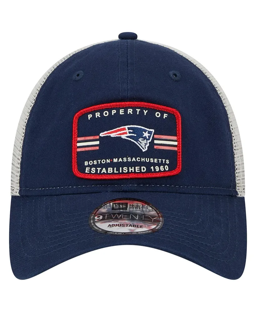 Men's New Era Navy New England Patriots Property Trucker 9TWENTY Snapback Hat