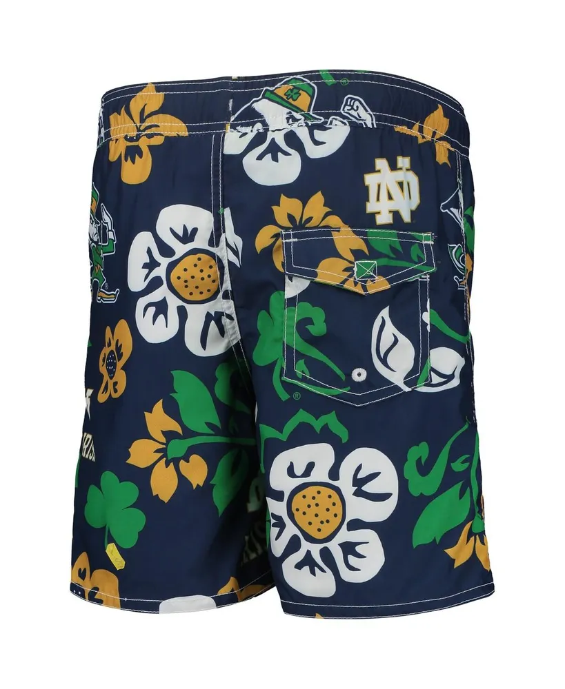 Big Boys and Girls Wes & Willy Navy Notre Dame Fighting Irish Floral Volley Swim Trunks