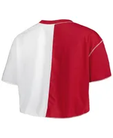 Women's ZooZatz Crimson, White Alabama Crimson Tide Colorblock Cropped T-shirt