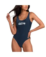 Women's G-iii 4Her by Carl Banks Navy Seattle Seahawks Making Waves One-Piece Swimsuit