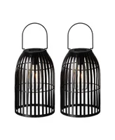 Glitzhome 9.75" H Metal Woven Solar Powered Outdoor Hanging Lantern