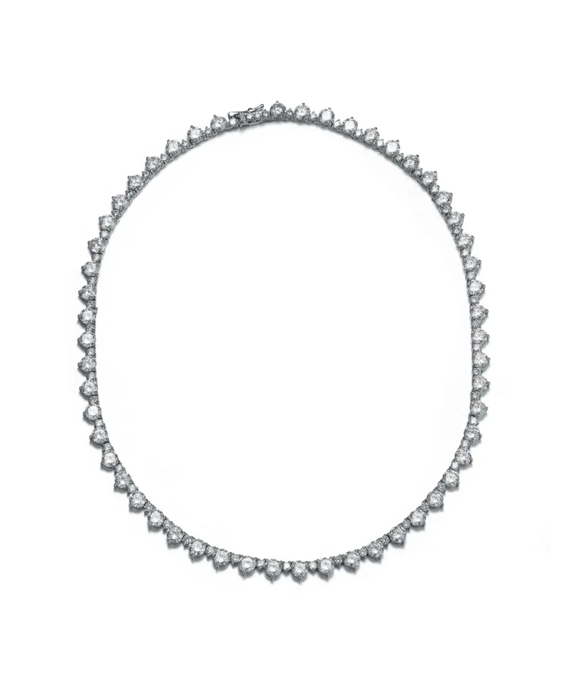 Rachel Glauber White Gold Plated with Cubic Zirconia Tennis Chain Necklace