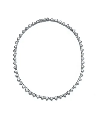 Rachel Glauber White Gold Plated with Cubic Zirconia Tennis Chain Necklace
