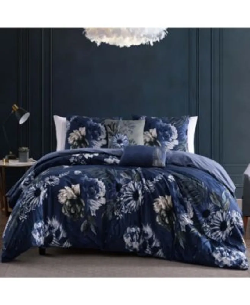 Laura Ashley Delphine Oversized Floral Blooms Cotton Reversible Comforter  Mini Set