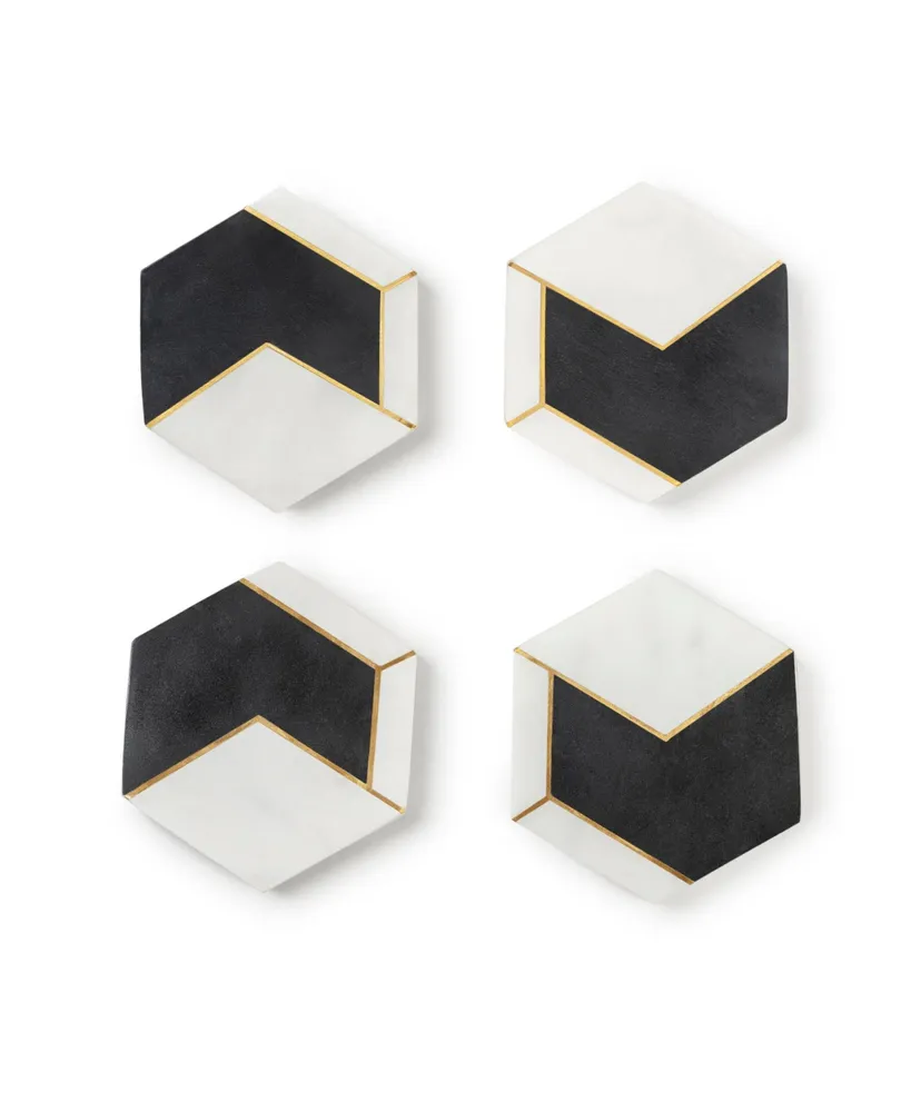 Gauri Kohli Dakota White Marble Coasters, Set of 4