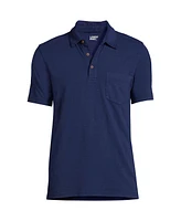 Lands' End Men's Short Sleeve Slub Pocket Polo Shirt