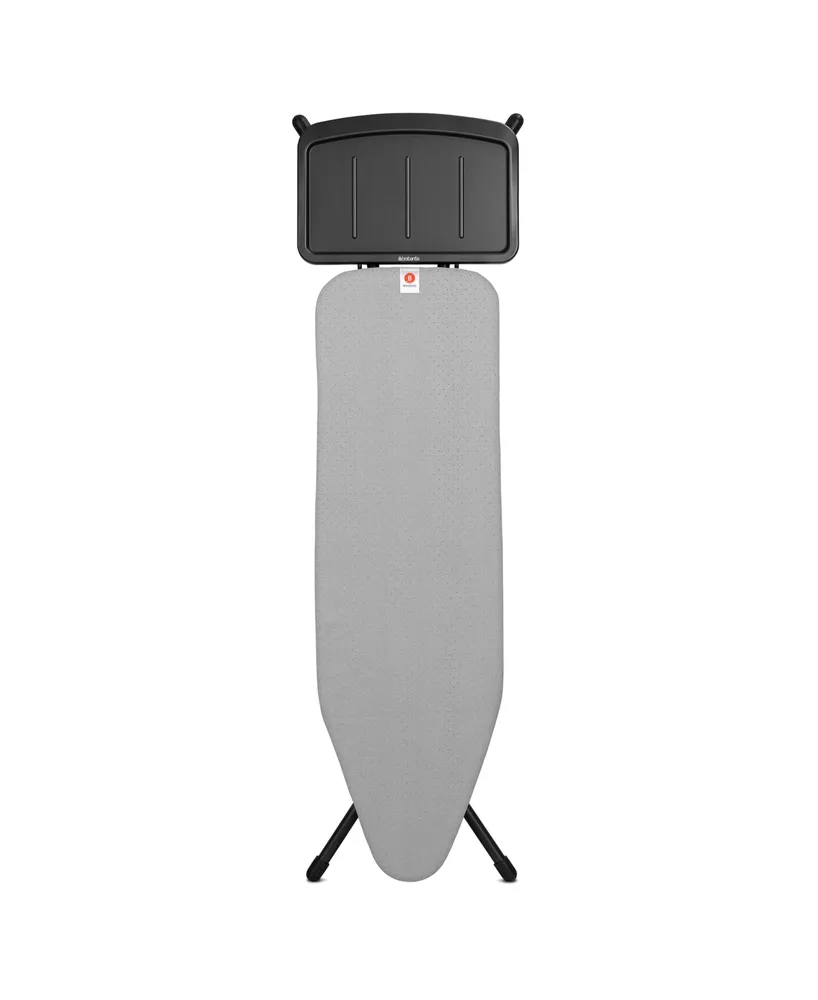 Ironing Board B, 49" x 15", 124 x 38 Centimeter - Solid Steam Unit Holder, 1" 25 Millimeter Black Frame, Metalized