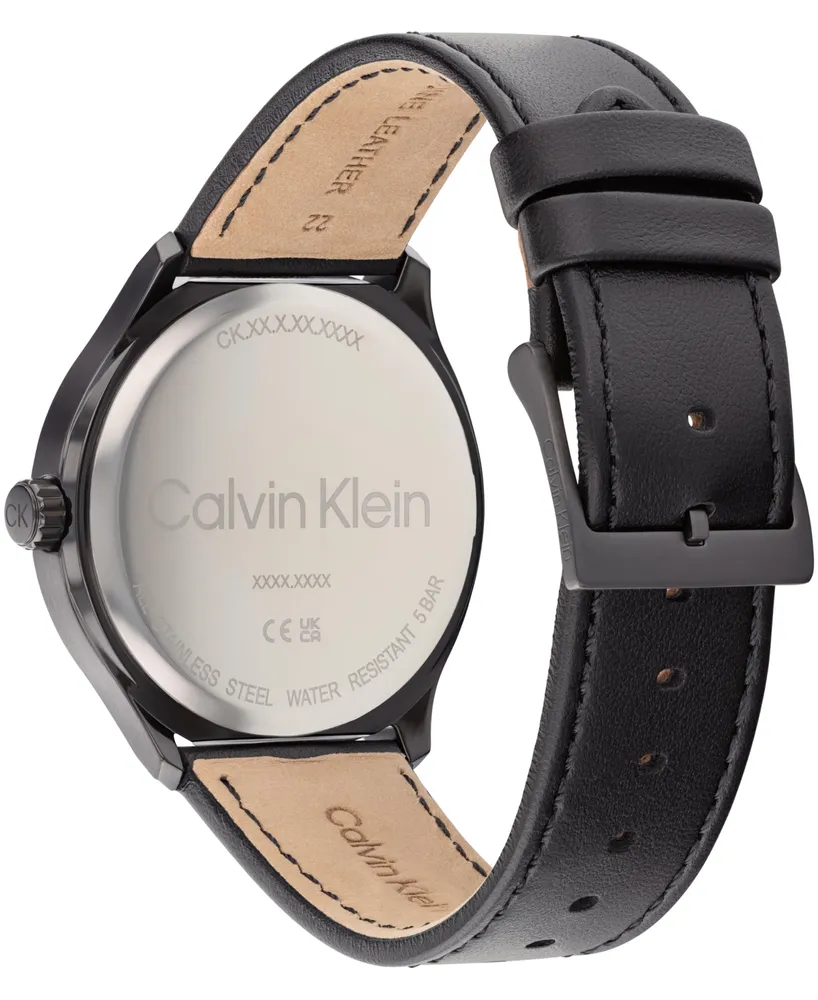 Calvin Klein Men's 3H Quartz Leather Strap Watch 43mm