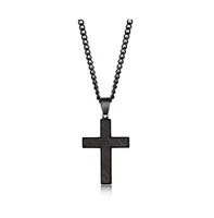 Men's Stainless Steel Black & Rose Gold Lined Cross