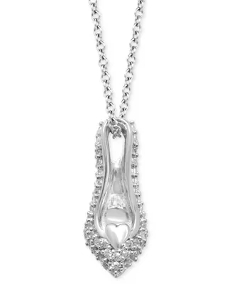 Enchanted Disney Fine Jewelry Diamond Cinderella Slipper Pendant Necklace (1/5 ct. t.w.) in Sterling Silver, 16" + 2" extender