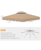 Outsunny 116.5" x 116.5" Gazebo Replacement Canopy, Gazebo Top Cover with Double Vented Roof for Garden Patio Outdoor (Top Only), Khaki