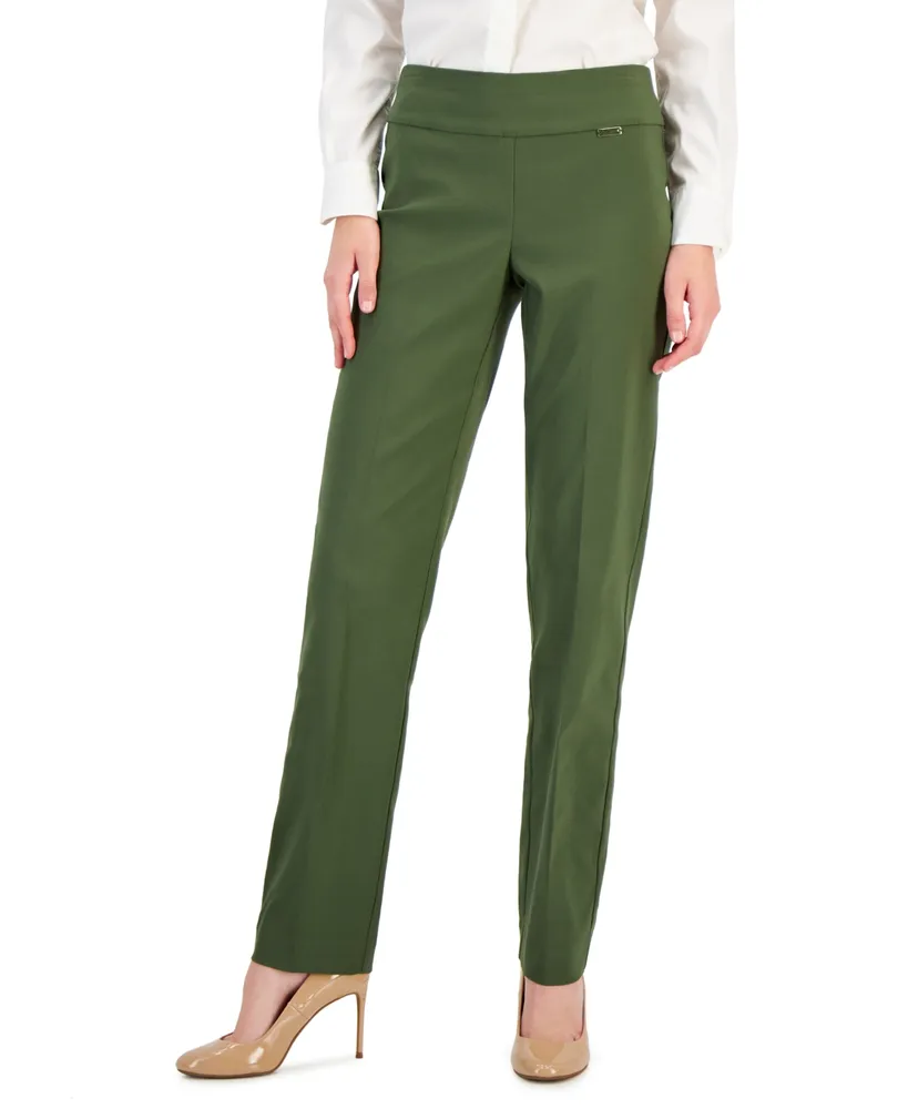 Women's Premium Linen Breezy Pull-On Ankle Pants, Mid-Rise Tapered