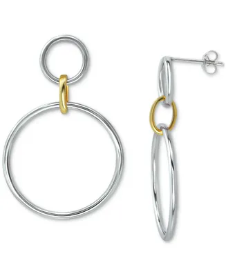 Giani Bernini Polished Interlocking Circle Drop Earrings in Sterling Silver & 18k Gold-Plate, Created for Macy's - Two