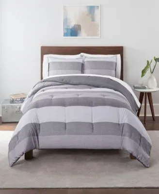 Serta Simply Clean Billy Textured Stripe Microbial Resistant Comforter Set Collection