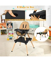 Costway Toddler 5-in-1 High Chair Wooden Convertible 5-Point Seat Belt