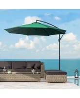 Outsunny 10' Cantilever Hanging Tilt Offset Patio Umbrella with Uv & Water Fighting Material and a Sturdy Stand