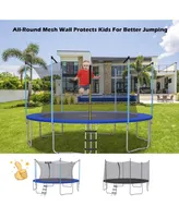 15FT Trampoline Replacement Safety Enclosure Net Weather-Resistant