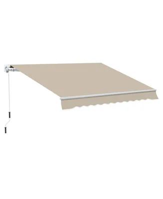 Outsunny 12' x 10' Retractable Awning Patio Awnings Sun Shade Shelter with Manual Crank Handle