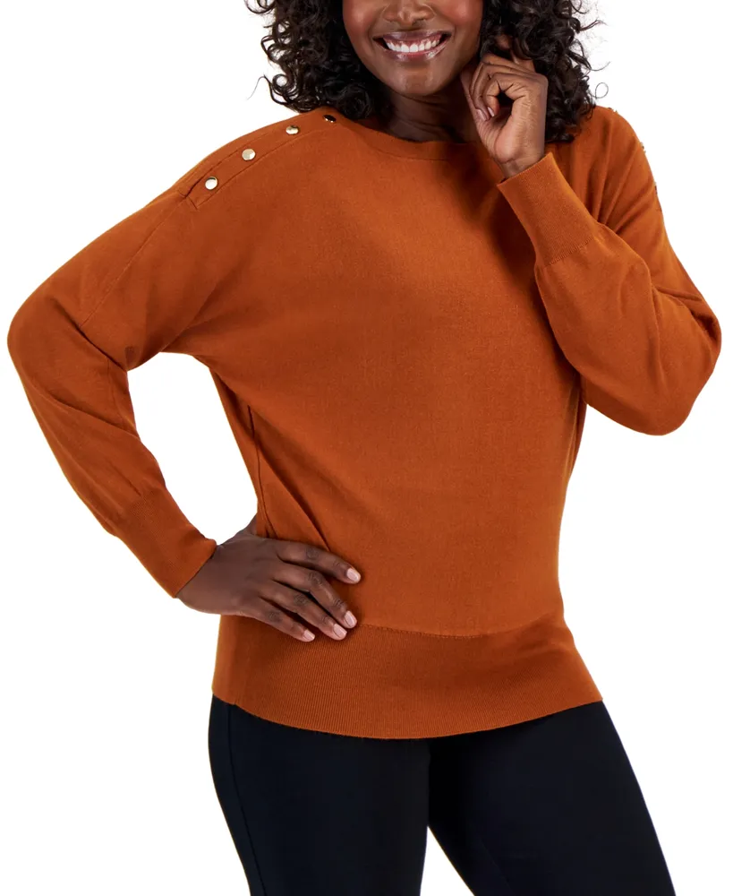 Jm Collection Dolman Button-Trim Sweater, Created for Macy's