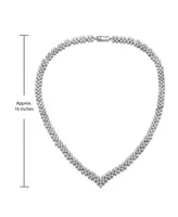 Rachel Glauber Classy White Gold Plated Tennis Necklace