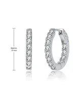 Rachel Glauber White Gold Plated Round Cubic Zirconia Hoop Earrings