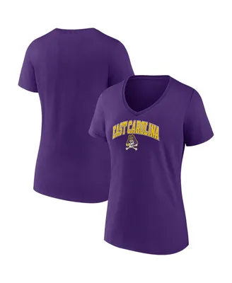 Women's Fanatics Purple Ecu Pirates Evergreen Campus V-Neck T-shirt