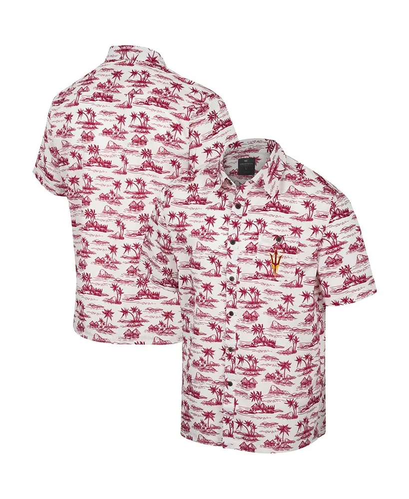 Men's Colosseum White Arizona State Sun Devils Spontaneous is Romantic Camp Button-Up Shirt