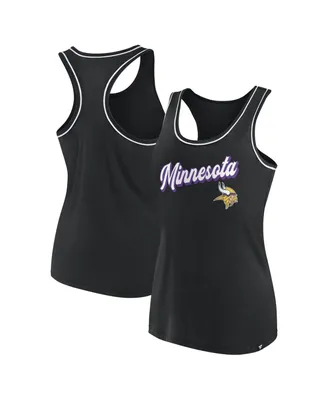 Women's Fanatics Black Minnesota Vikings Wordmark Logo Racerback Scoop Neck Tank Top