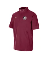 Men's Nike Garnet Florida State Seminoles Coaches Half-Zip Short Sleeve Jacket