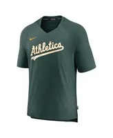 Men's Nike Green Oakland Athletics Authentic Collection Pregame Raglan Performance V-Neck T-shirt