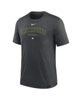 Men's Nike Heather Charcoal Milwaukee Brewers Authentic Collection Early Work Tri-Blend Performance T-shirt