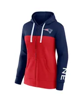 Women's Fanatics Navy, Red New England Patriots Take The Field Color Block Full-Zip Hoodie