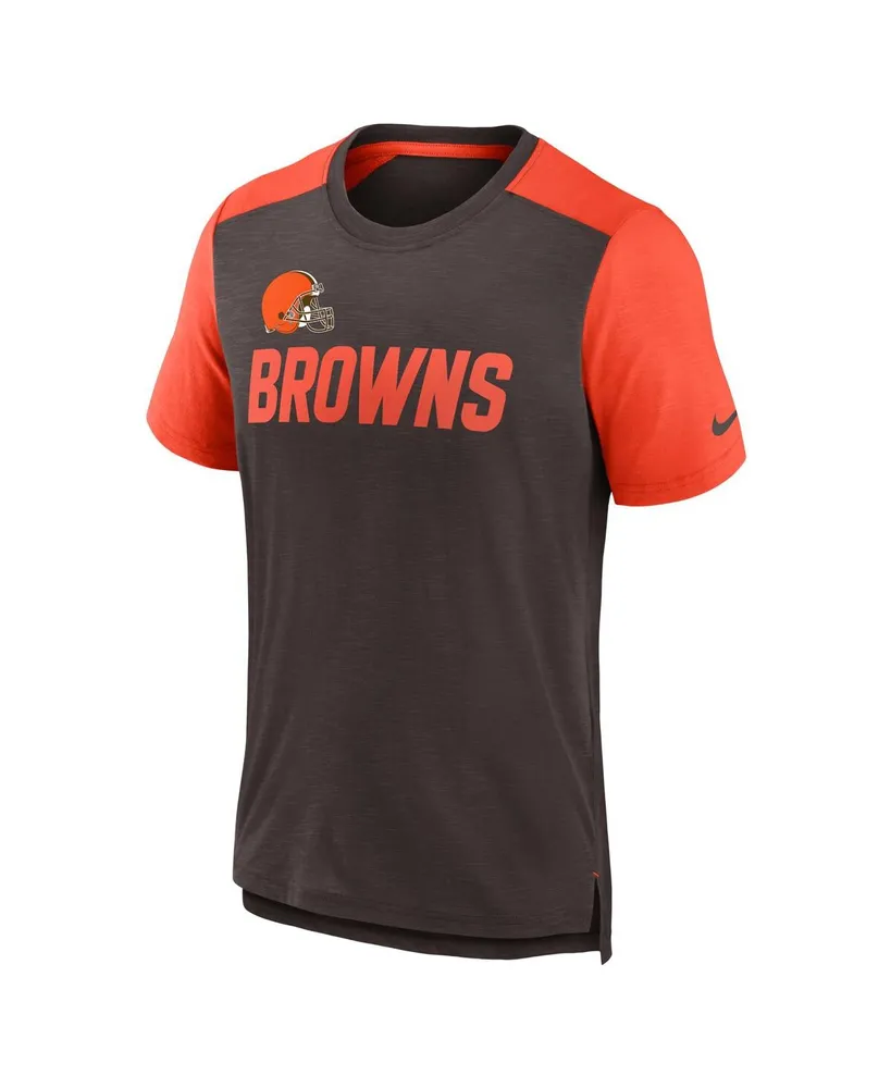 Men's Nike Heathered Brown, Orange Cleveland Browns Color Block Team Name T-shirt