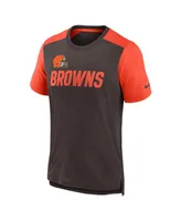 Men's Nike Heathered Brown, Orange Cleveland Browns Color Block Team Name T-shirt