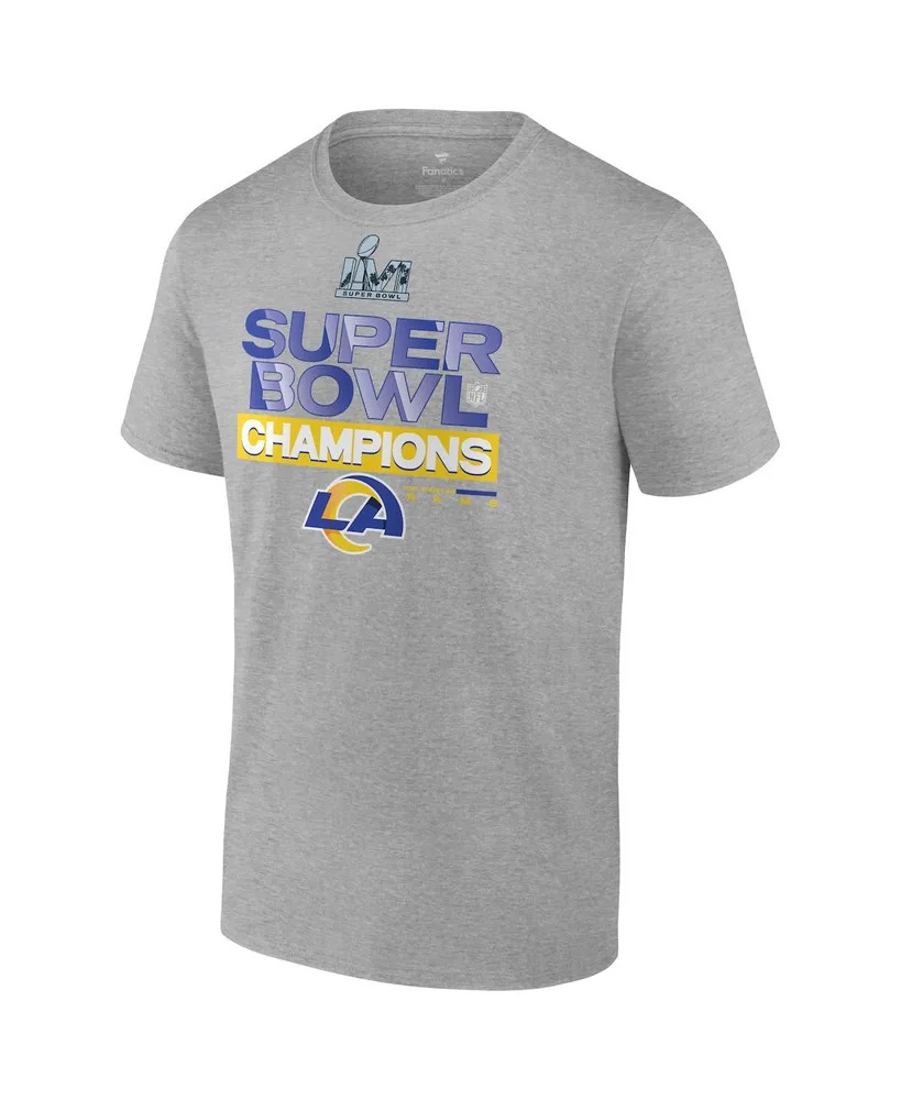 Men's Fanatics Heathered Gray Los Angeles Rams Super Bowl Lvi Champions Locker Room Trophy Collection T-shirt