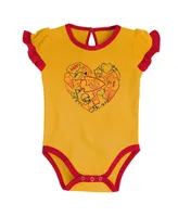 Newborn and Infant Boys Girls Red, Yellow Kansas City Chiefs Too Much Love Two-Piece Bodysuit Set