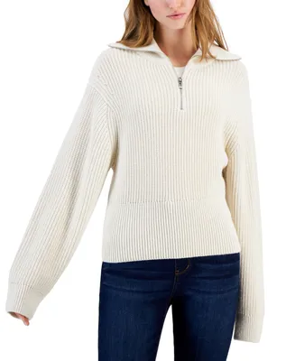 Hugo Women's Collared Quarter-Zip Drop-Shoulder Sweater