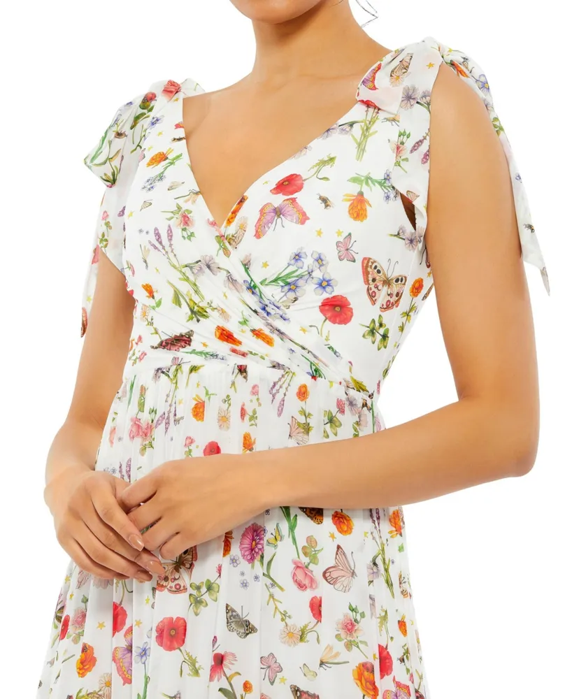 Women's Ieena Floral Print Sleeveless Soft Tie Shoulder Gown