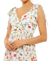 Women's Ieena Floral Print Sleeveless Soft Tie Shoulder Gown