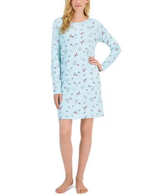 Charter Club Women's Printed Long-Sleeve Soft Knit Sleepshirt, Created for Macy's